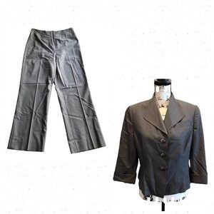 CARLISLE 2pc Pant Suit Blazer Jacket Size 8 Charcoal Gray Trouser Slack Size 4